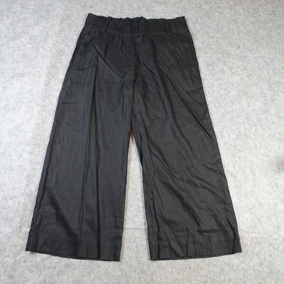J. Jill Pants Womens Medium Linen Stretch Wide Leg Pull On Black Lagenlook - Picture 1 of 10